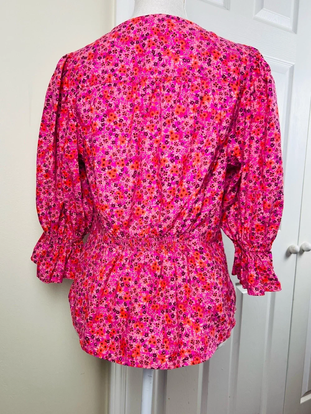 Free People I Found You Pink Floral Blouse L (Fits Smaller)